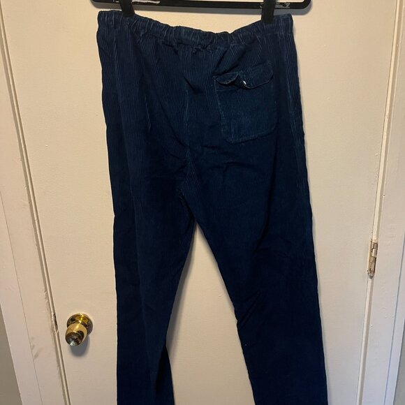 12 DGS Natural Indigo Corduroy Pants – Organic Cotton Drawstring Blue – L - Picture 4 of 5